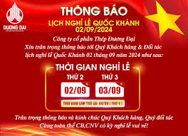 Thông Báo Lịch Nghỉ Lễ Quốc Khánh Mùng 2 Tháng 9 Năm 2024 - Inox Đương Đại
